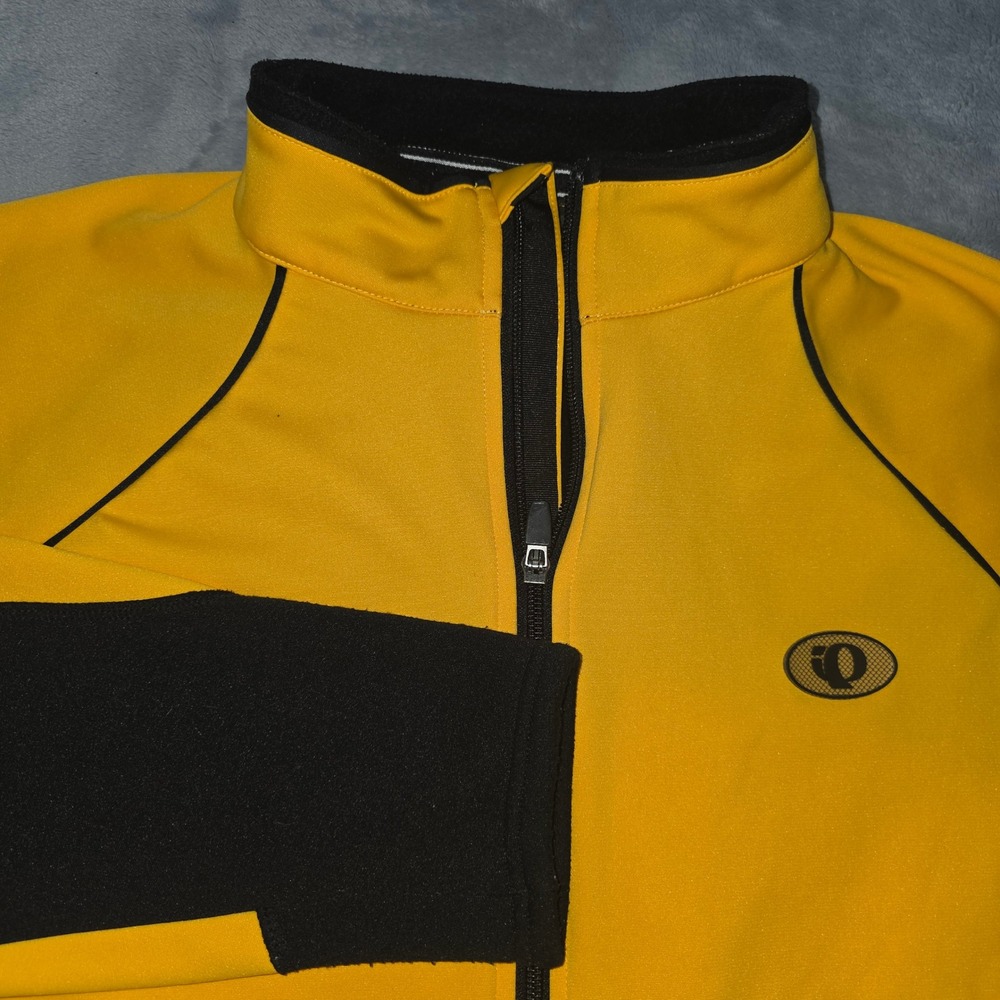 Pearl Izumi Cycling Coat Large Yellow Black Full Zip Fleece Lined Jacket